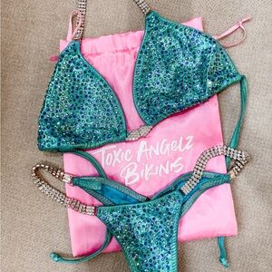 Toxic Angelz Bikinis Blue Sequin Bikini Set